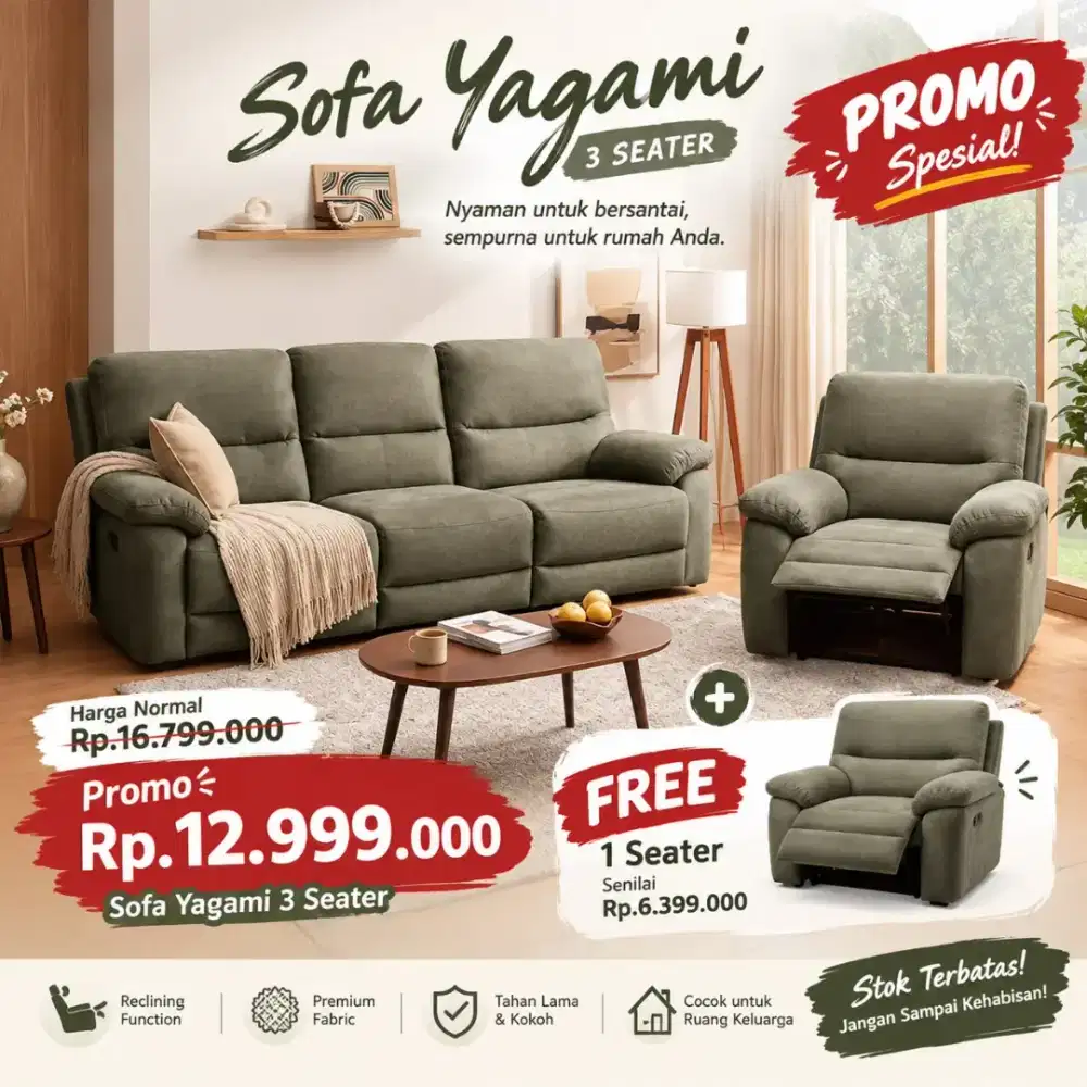 Sofa yagami 3seater free 1 seater