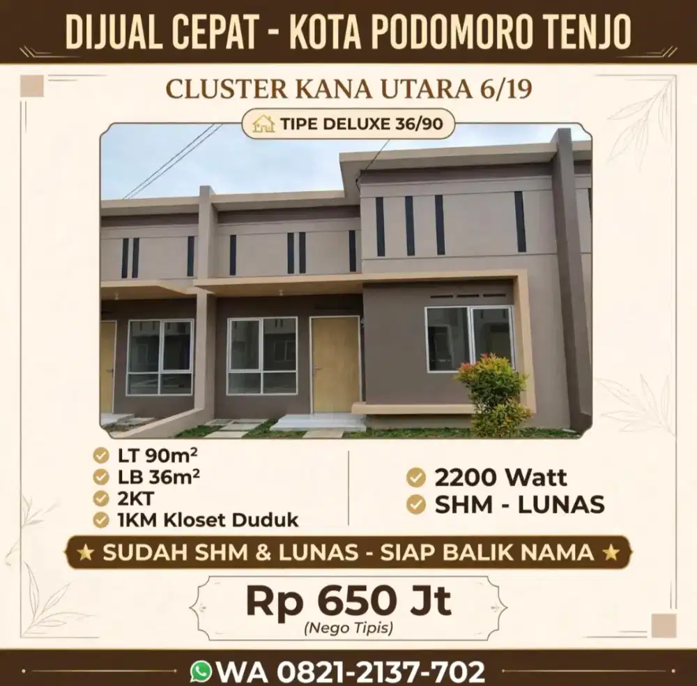 Dijual Cepat Kota Podomoro Tenjo Bogor