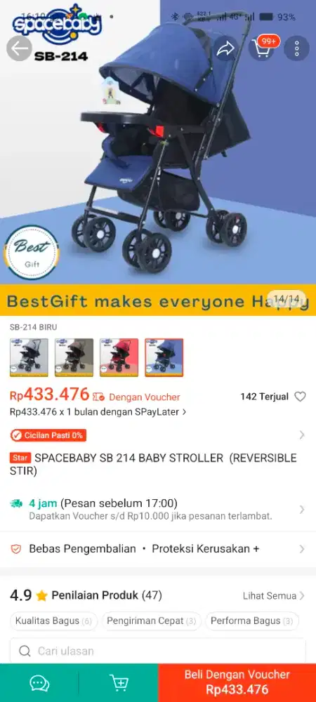 NEW KONDISI STROLLER SPACEBABY