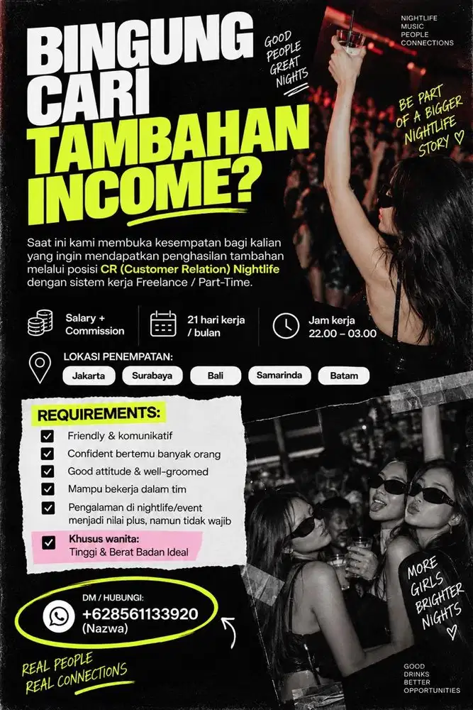 OPEN RECRUITMENT – CR (Customer Relation) NIGHTLIFE