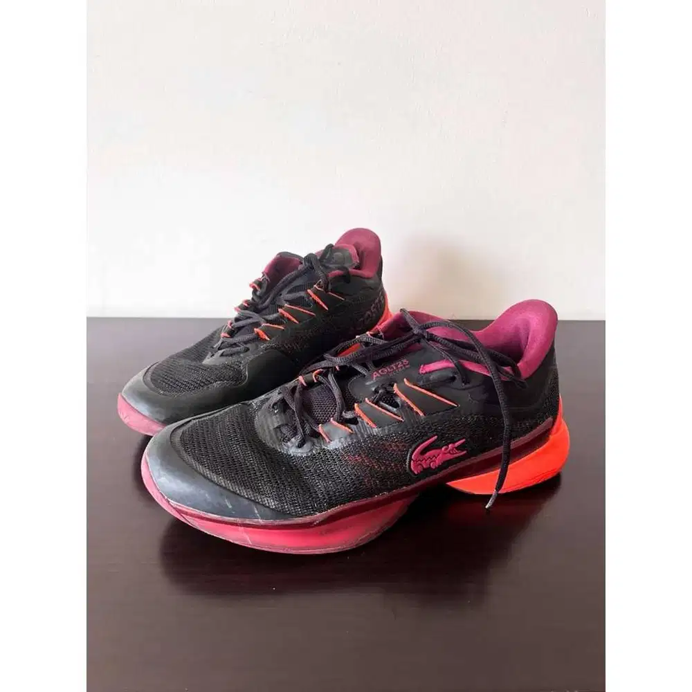 Lacoste G-LT23 Sepatu Tenis / Padel Shoes Pria Black/Orange Size 45