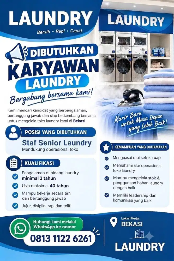 Lowongan Karyawan Laundry Berpengalaman