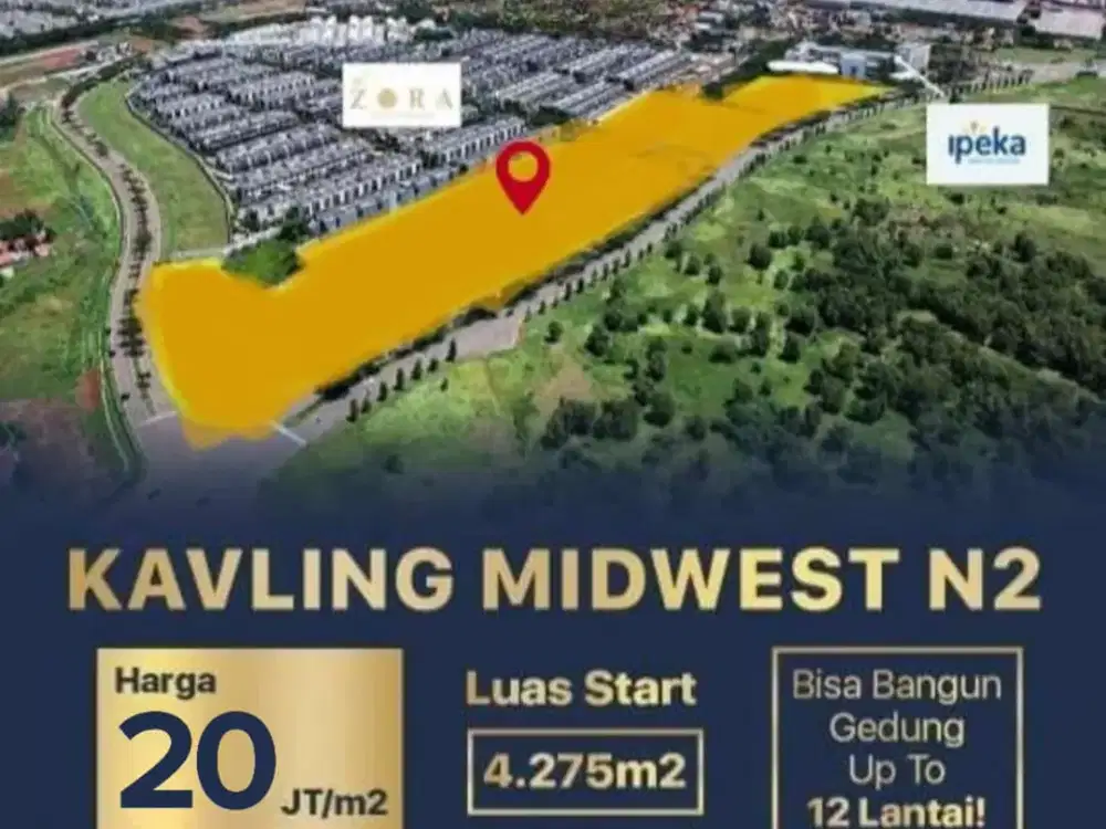 Dijual Kavling Komersial BSD City, Kavling Midwest N2, Jln BSD Boulevard Utara