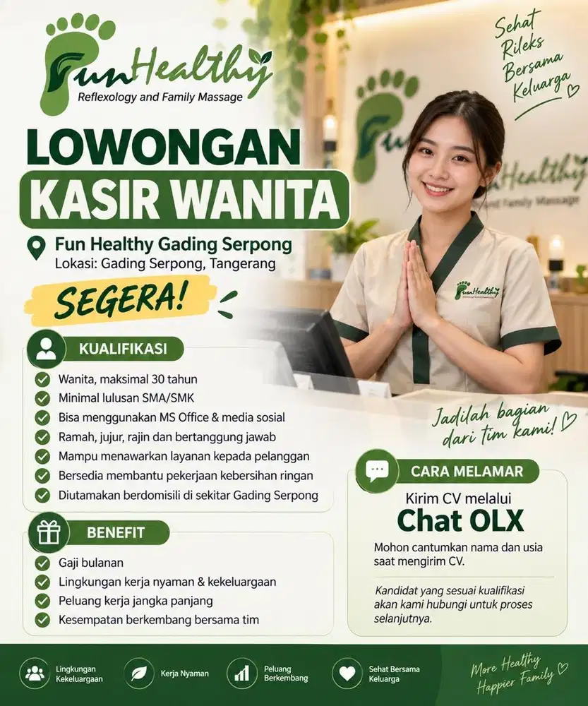 Lowongan Kasir Wanita – Gading Serpong | Fun Healthy