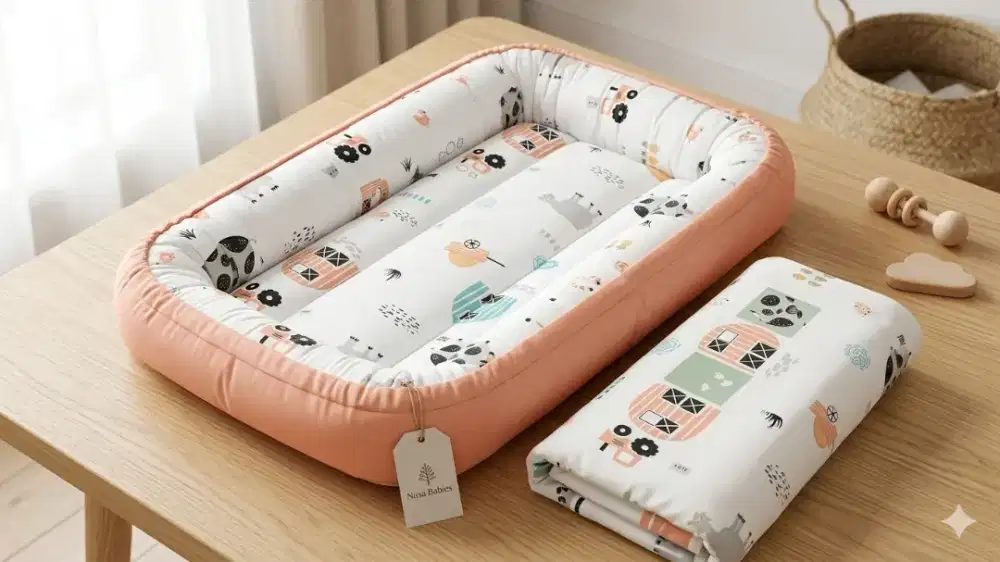 Kasur Bayi Set Bumper Nest Preloved – Motif Farm & Traktor Lucu