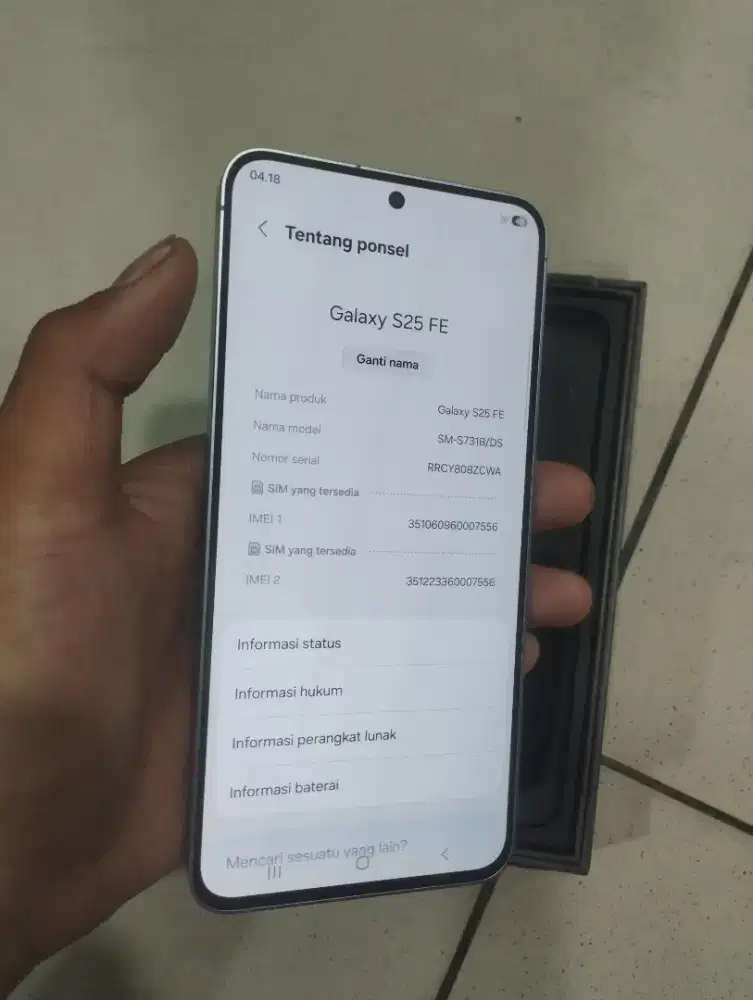 Samsung S25 FE 8/128GB Resmi Sein
Fullset Ori