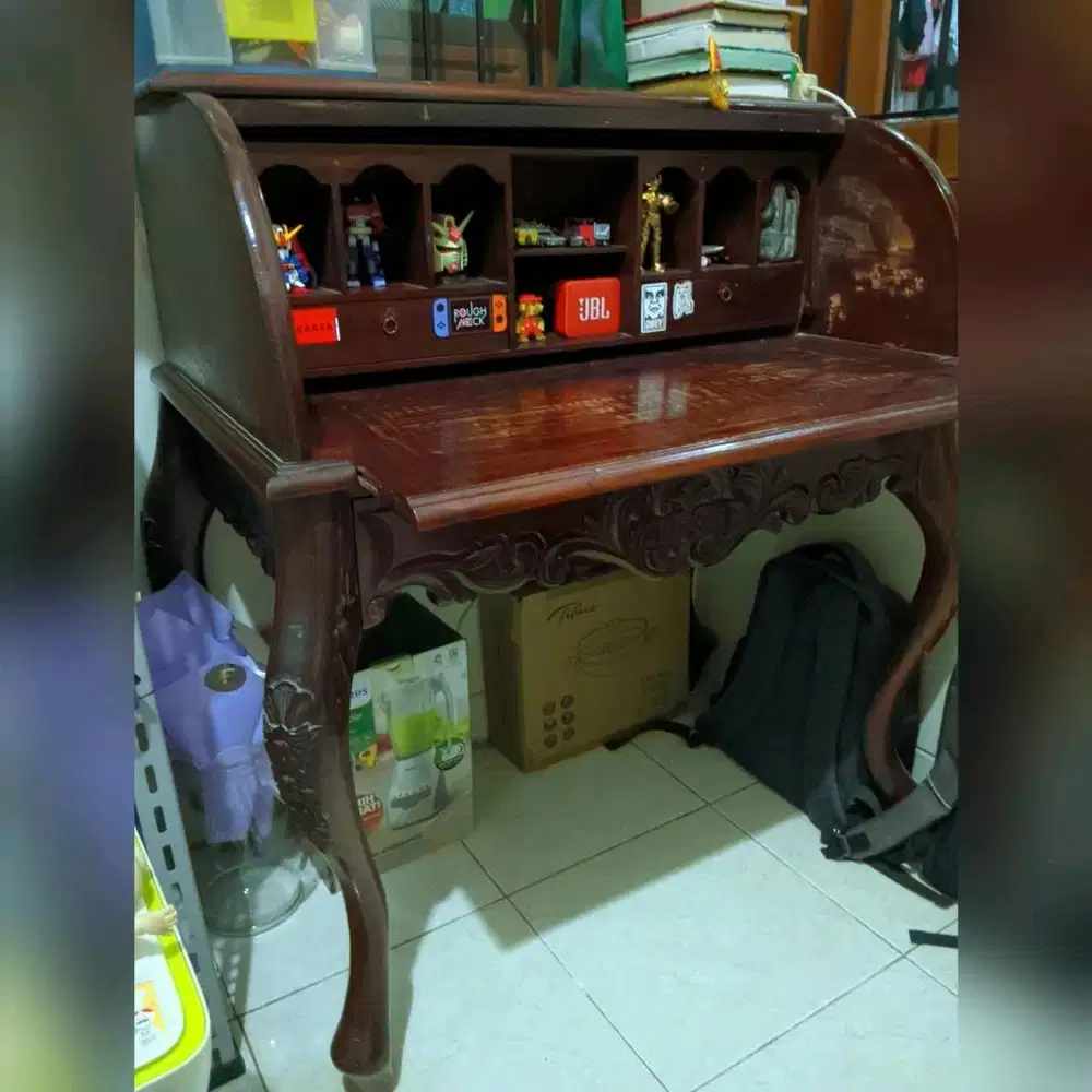 Meja Tulis Kayu Jati Antik model Rolltop