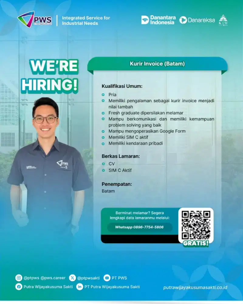 Butuh Kurir Invoice penempatan Perusahaan Gas di Batam
