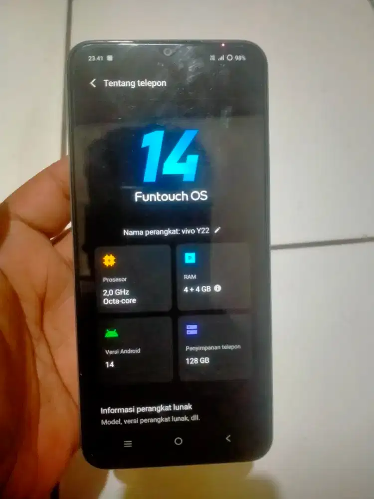 Hp Vivo Y22 Ram 4+4 128