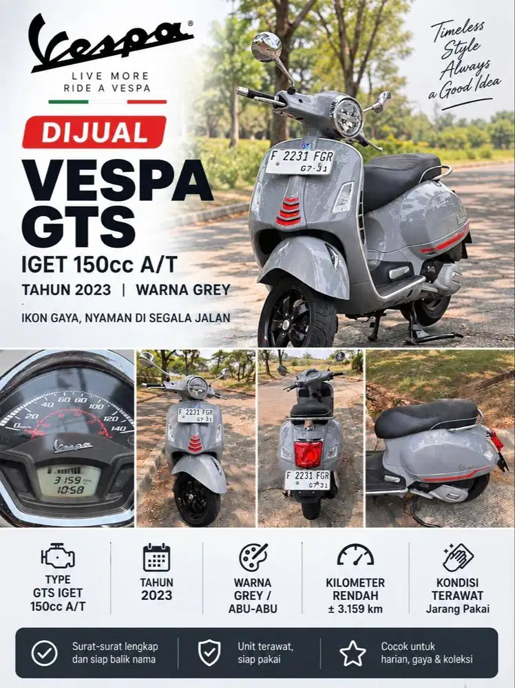 DIJUAL: Vespa GTS IGET 150CC A/T