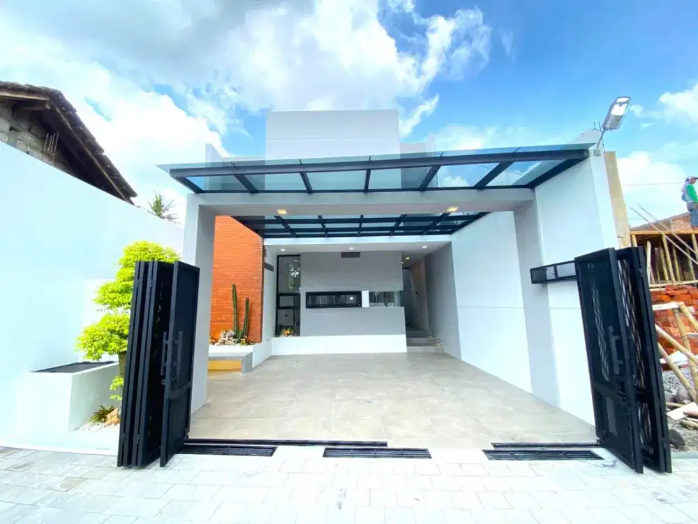 Bangunan Bata Merah & Granit 60x60, Rumah Industrialis Ada Spot Ngopinya!