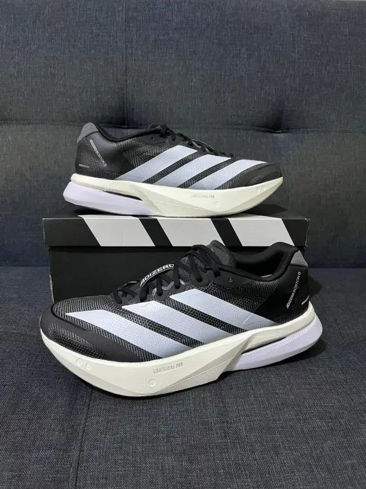 Sepatu Running Adidas Adizero Boston 13 Black Grey Size 43 1/3 BNIB