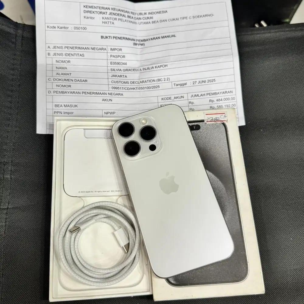 iphone 15 pro 128gb resmi beacukai set original mulus like new Bh real