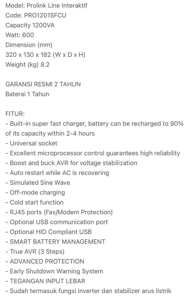 Prolink UPS PRO superfast charging line