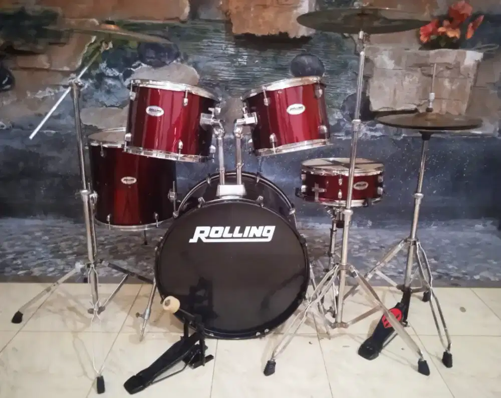 Drum Rolling JB1226 merah plus simbal