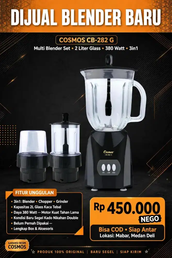 DIJUAL BELENDER COSMOS CB -282 G 2 LITER KACA