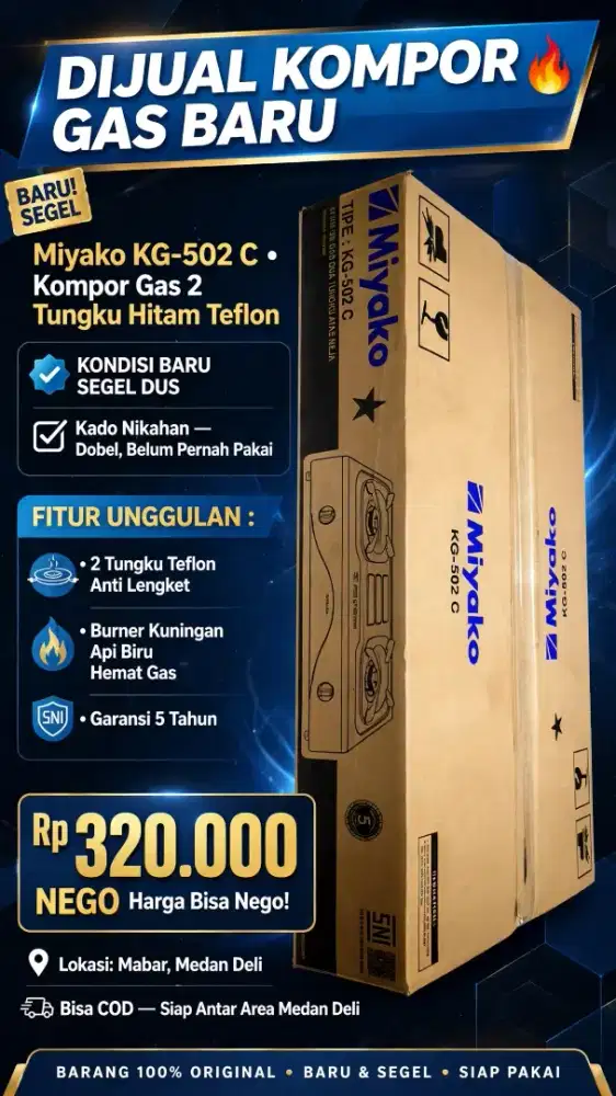 Dijual kompor miyako KG 502 C BARU SEGEL