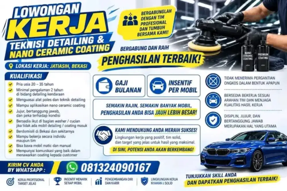 Lowongan kerja teknisi detailing & Coating
