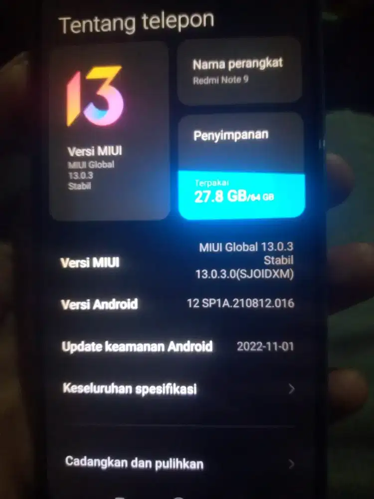 Jual Hp redmi not 9