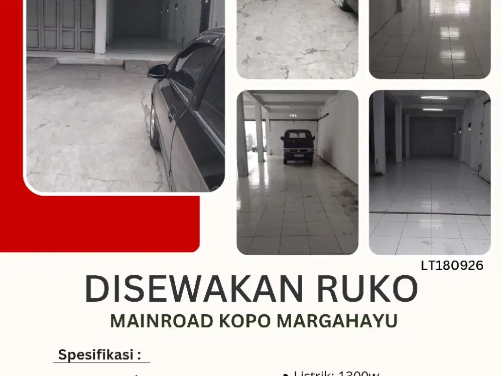 Disewakan ruko 1 lantai di mainroad kopo Margahayu