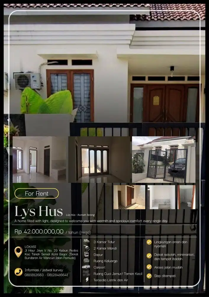 RUMAH DIKONTRAKKAN – NYAMAN, SIAP HUNI, LOKASI STRATEGIS