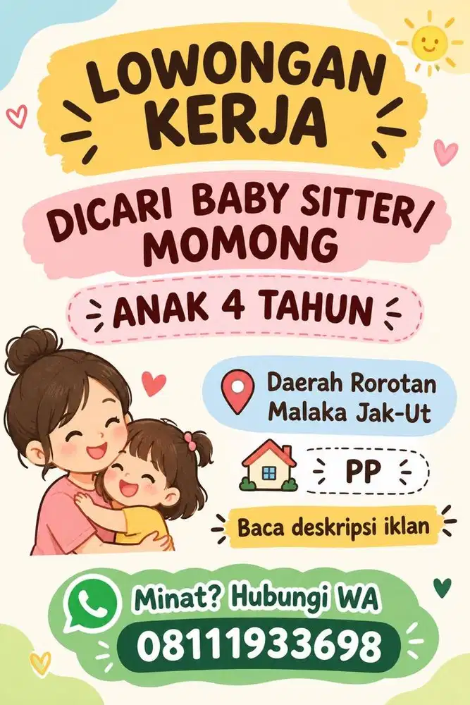 LOWONGAN KERJA BABY SITTER ART DAERAH MALAKA ROROTAN JAKARTA UTARA