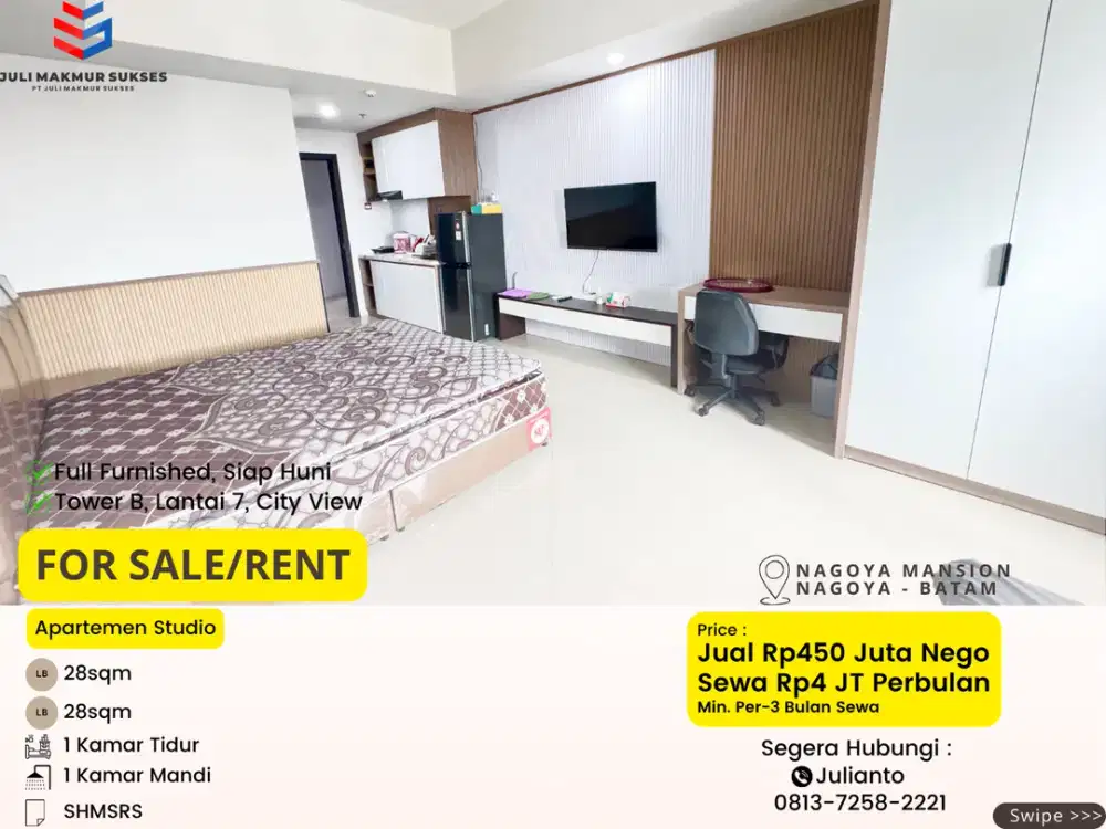 Disewa Apartemen Studio Full Furnished di Nagoya Mansion Batam