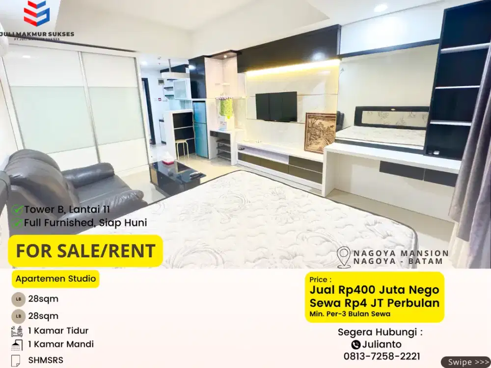 Disewa Apartemen Studio Full Furnished di Nagoya Mansion Batam