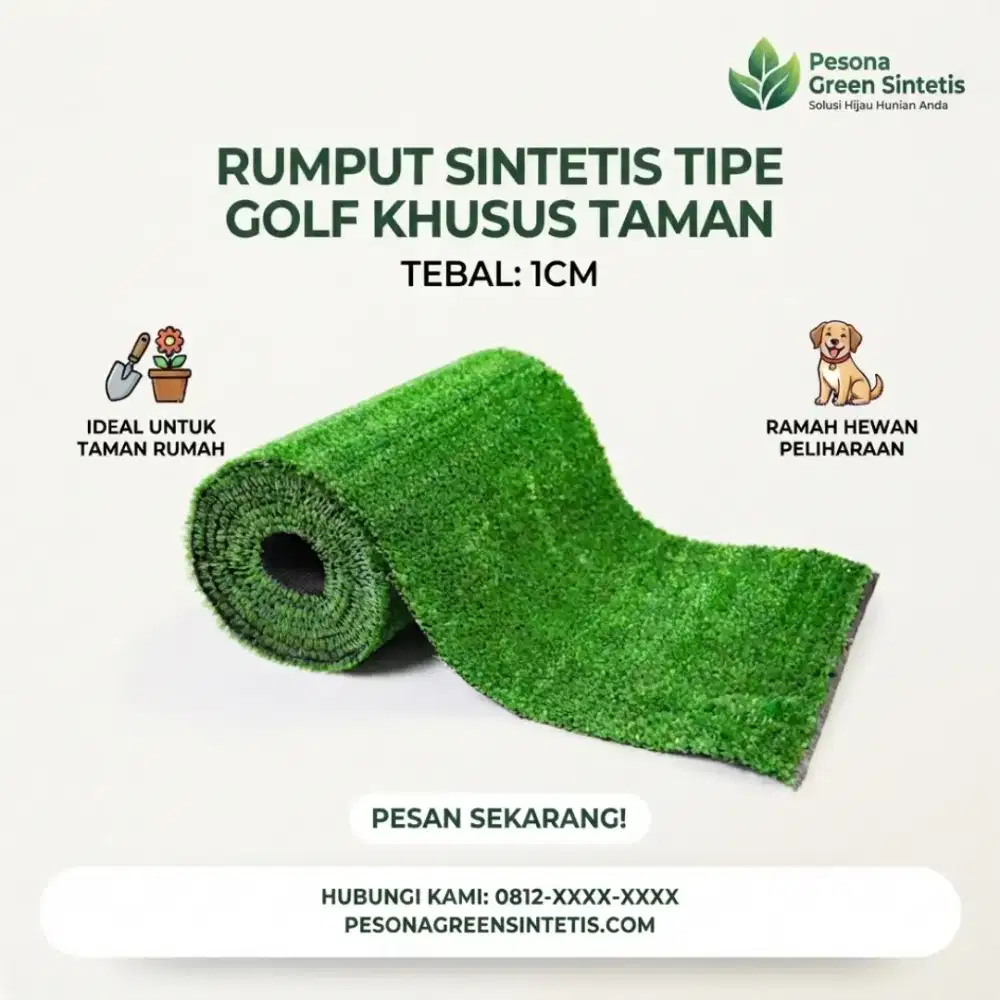 PROMO RUMPUT SINTETIS TIPE GOLF 1 CM KHUSUS TAMAN