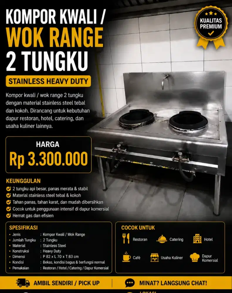 Jual cepat kompor dua tungku ex resto