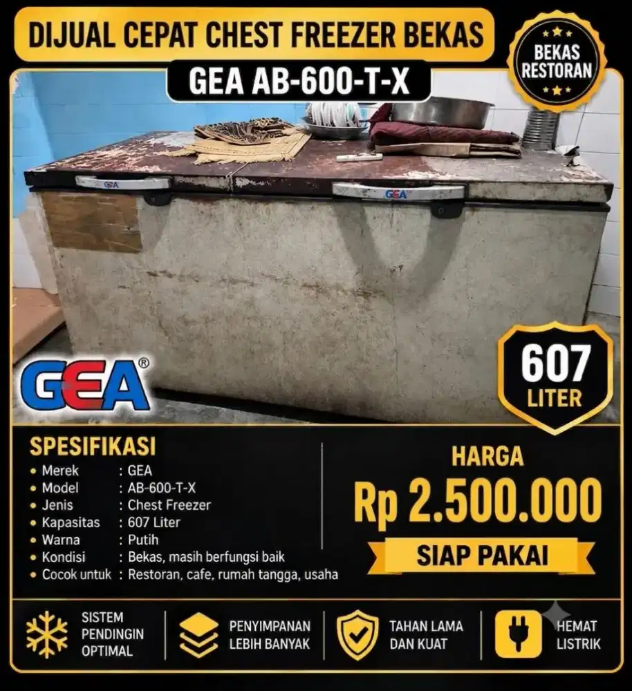 Jual cepat Freezer dua pintu ex resto
