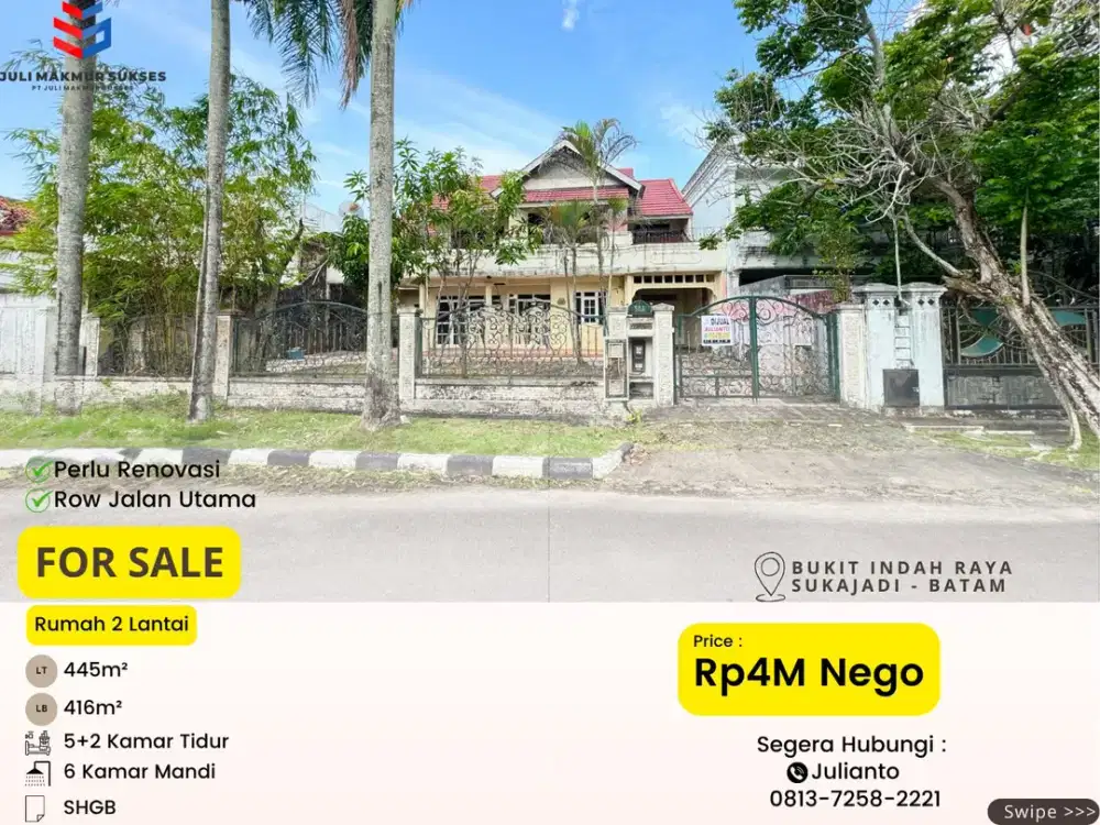 Dijual Rumah 2 Lantai di Bukit Indah Raya Sukajadi Batam