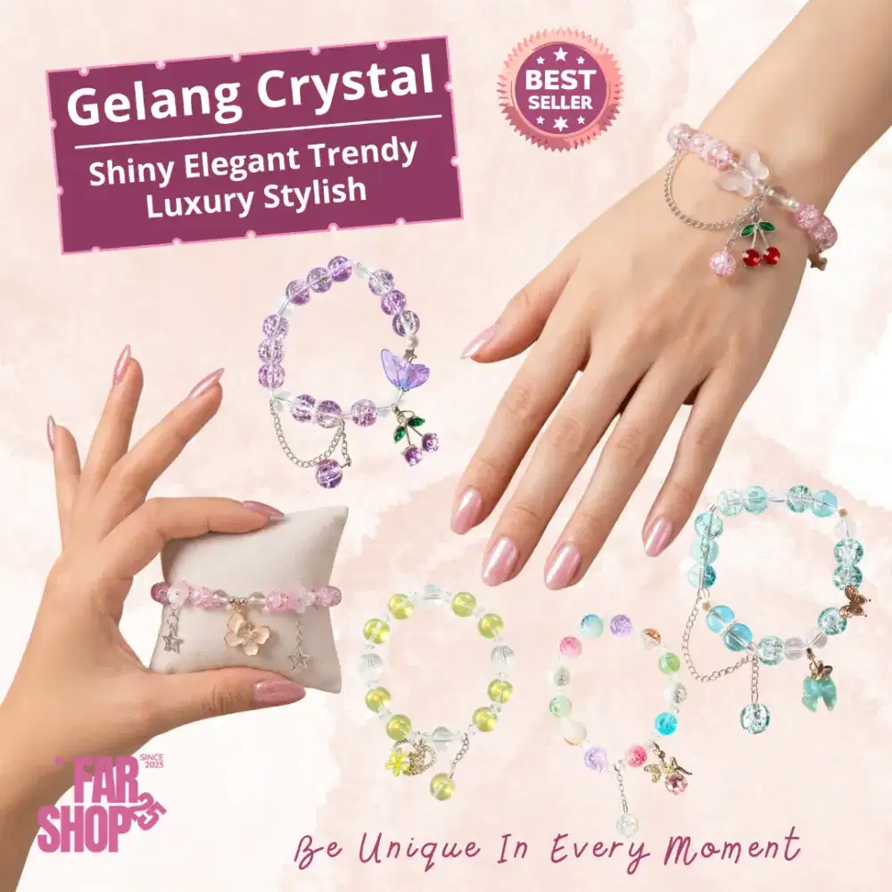 Gelang Manik Crystal Batu Pecah Broken Crystal Bead  Wanita Cantik
