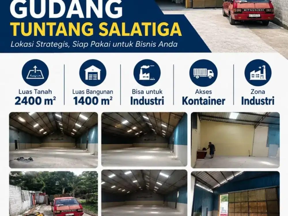 Disewakan Gudang Zona industri Lokasi Super Strategis Tuntang,Salatiga Luas 2400m2