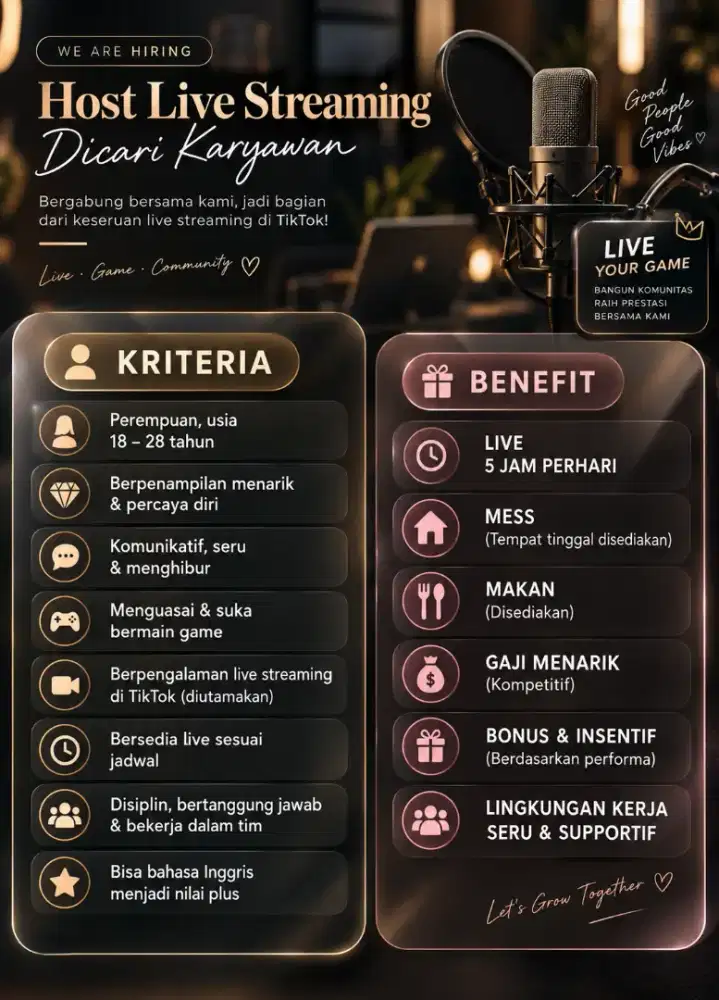Loker - Lowongan Kerja Host Live Tiktok (Gaming)