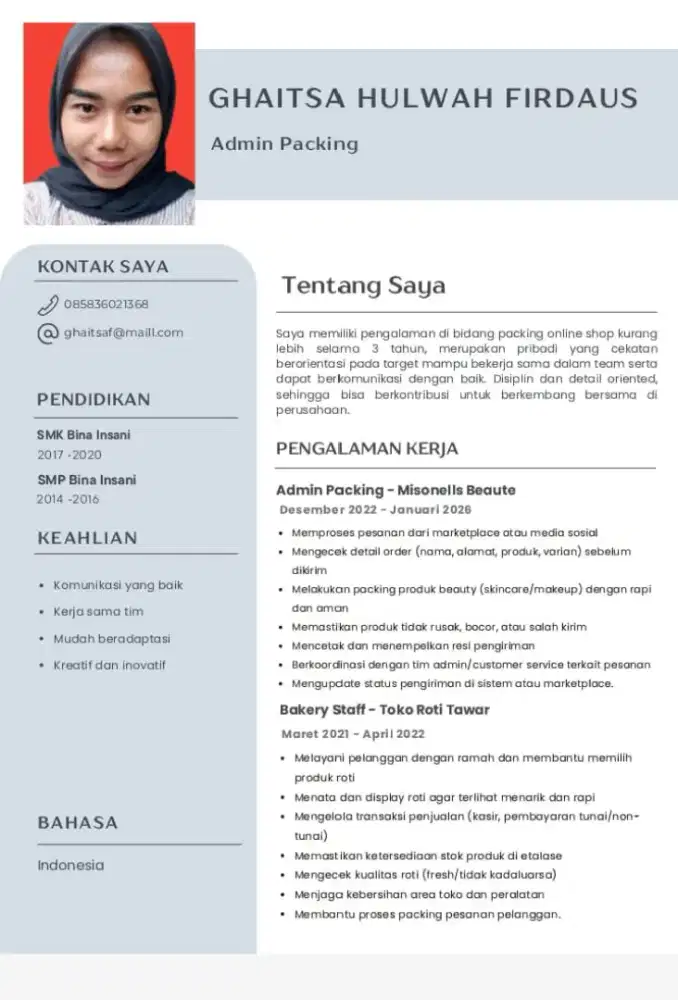 Info loker nya, pengalaman packing online shop