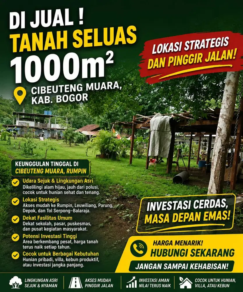 DIJUAL TANAH 1004 Cibeuteung Muara - Cocok untu Investasi & Hunian