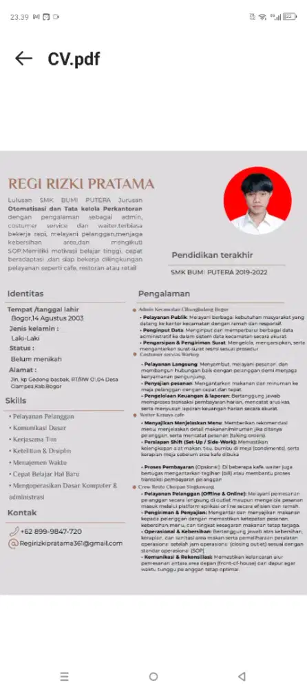 cari pekerjaan seperti cafe atau warkop