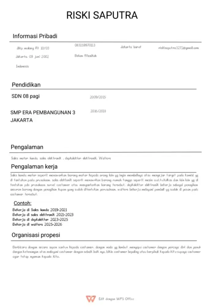 Info loker untuk peribadi usia 24tahun