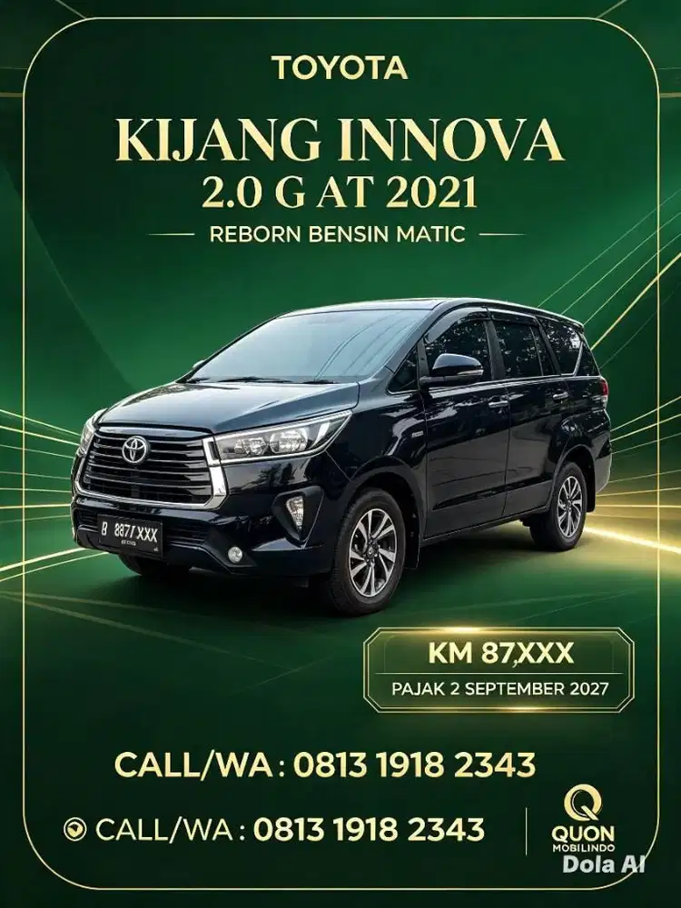 PALING MURAH
KIJANG INNOVA REBORN 2.0 G AT A/T MATIC 2021