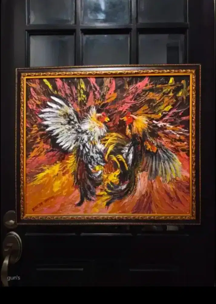 Lukisan Abstrak Fighting Cock Dijual