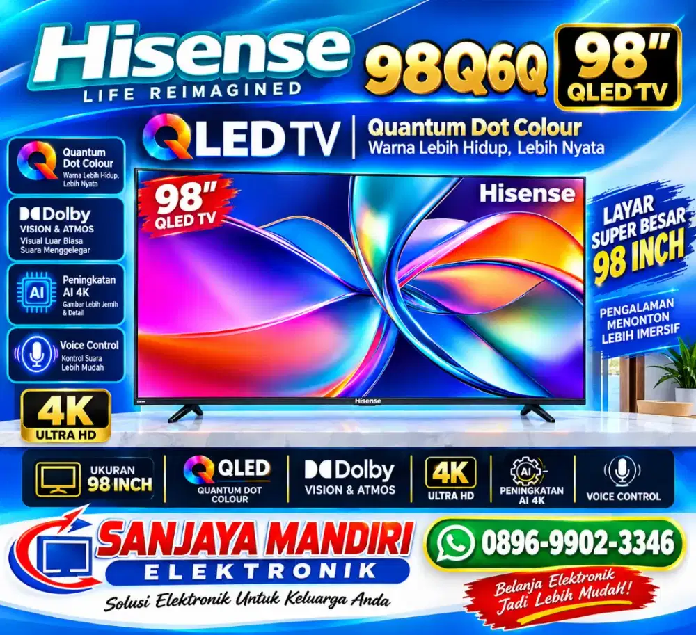 HISENSE 98Q6Q QLED TV 98 Inch Quantum Dot Colour Dolby Vision & Atmos
