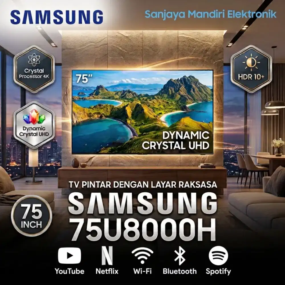 SAMSUNG TV 75 75U8000H Smart TV Crystal Processor UHD 4K Q-Symphony