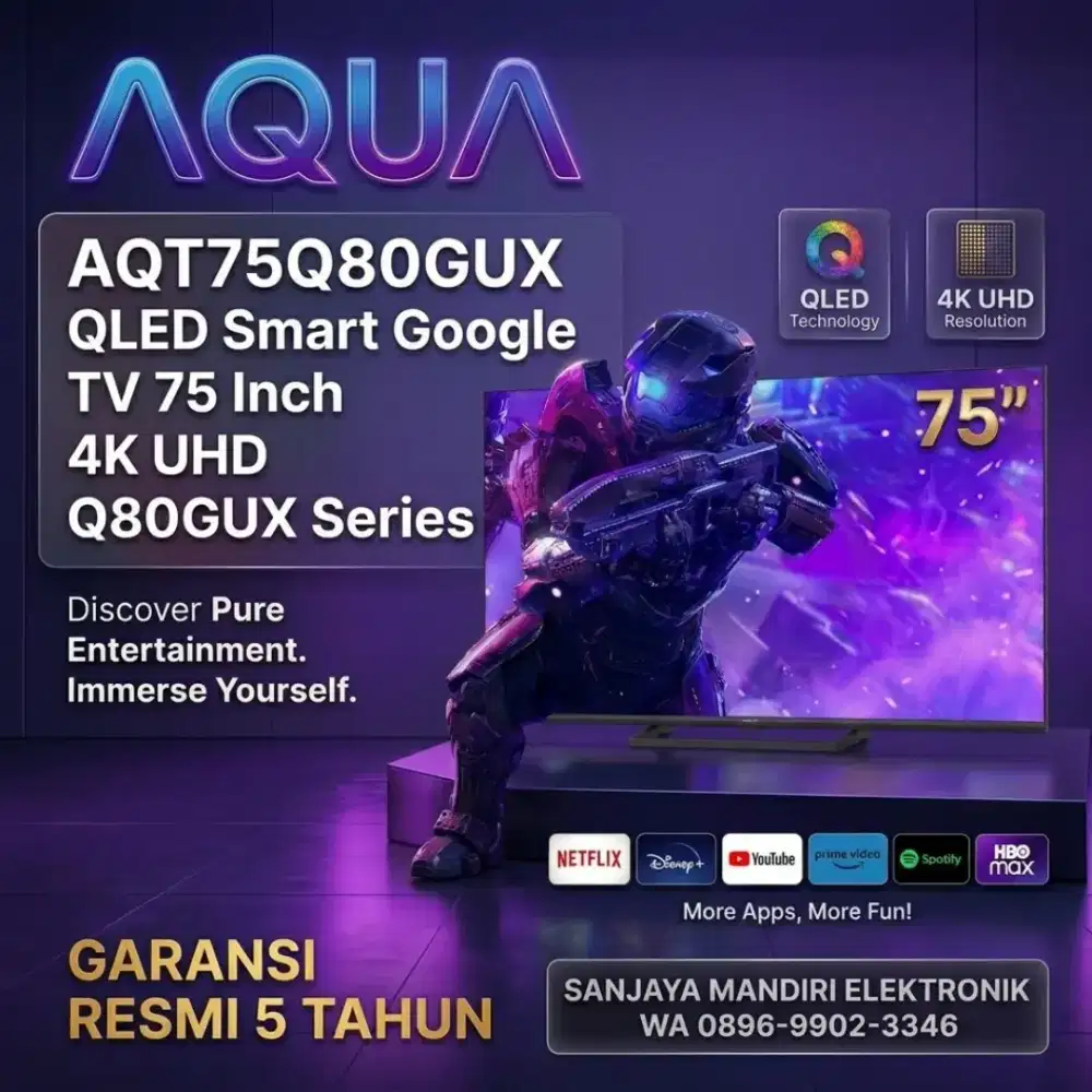AQUA QLED 4K 75 GOOGLE TV AQT75Q80GUX QLED Smart Google TV 4K UHD
