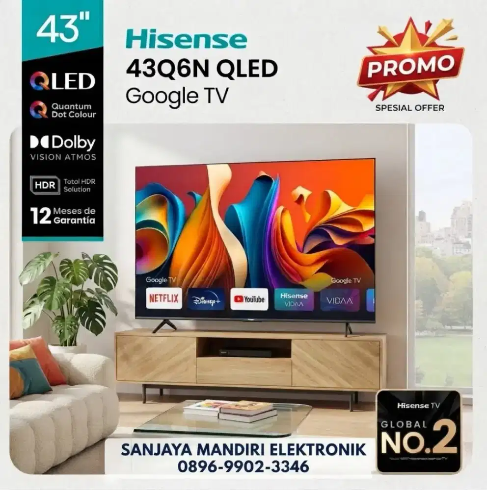 HISENSE 4K UHD Google TV 43 Dolby Vision Quantumdot Colour HDR 43Q6N