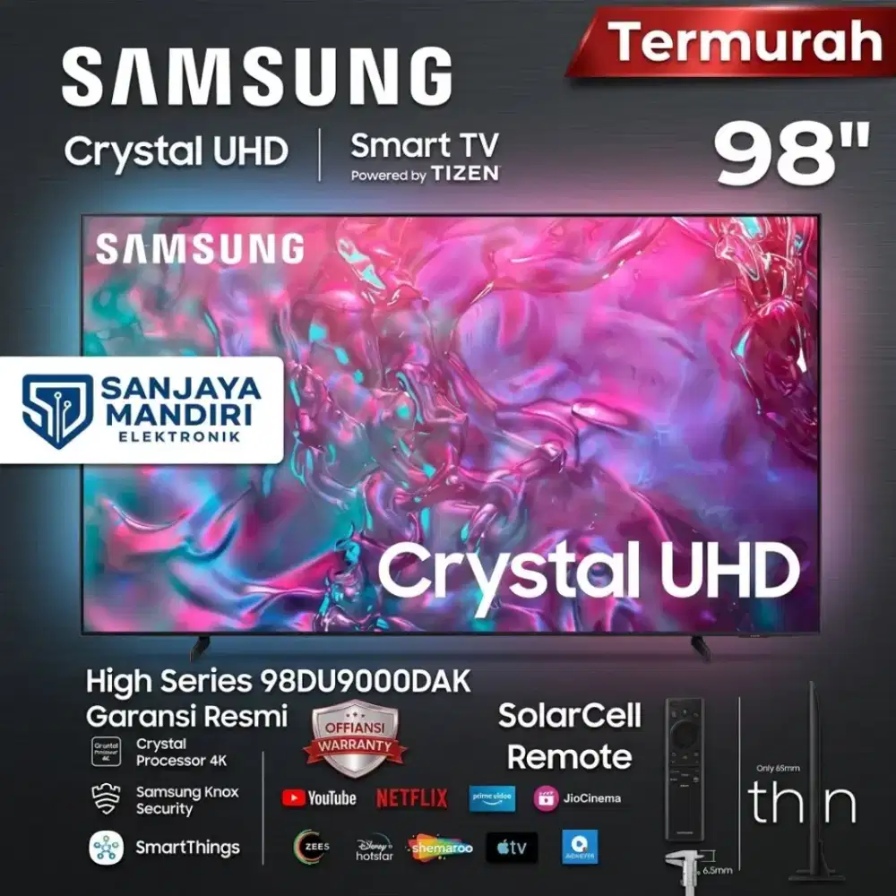 SAMSUNG 98DU9000 Crystal UHD 4K 98 Smart TV TizenOS HDR10+ Dolby