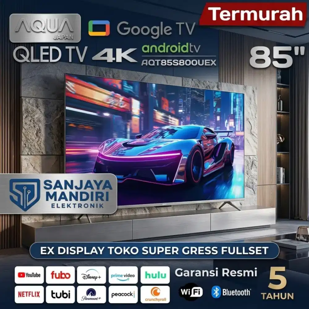 AQUA TV QLED 4K 85 GOOGLE TV AQT85S800UX NEFLIX YOUTUBE HDR Framless
