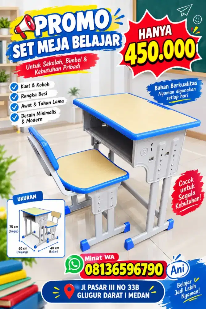 MEJA BELAJAR SISWA IMPORT NEW PROMO