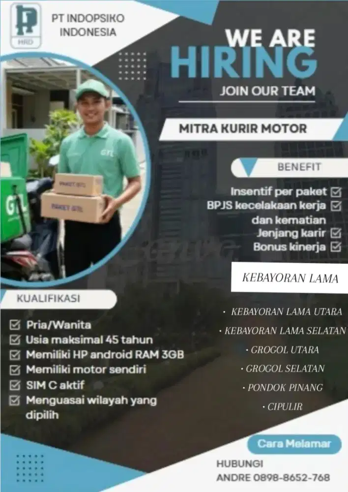 Dibutuhkan Segera GTL Kebayoran Lama