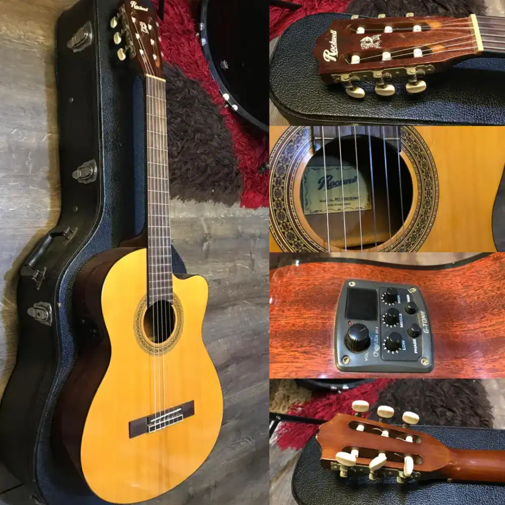 Gitar Akustik Elektrik Classic Nilon Cut-way Rockwell dgn Preamp Mewah